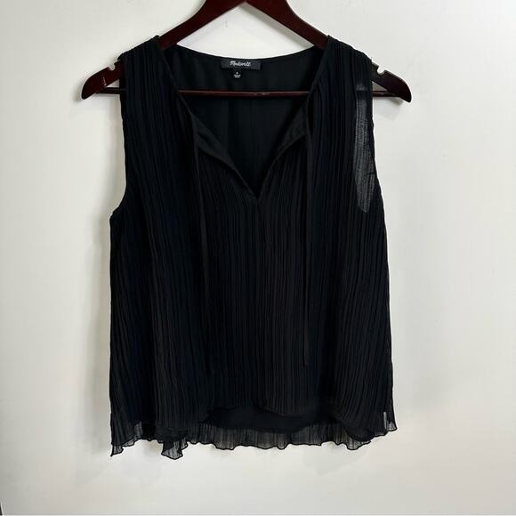 Madewell Black Tank Pleated Top SZ S - Picture 3 of 11